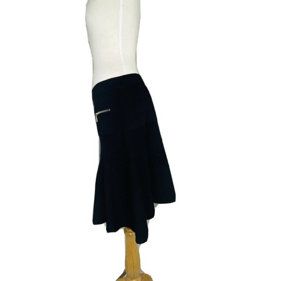 Kenar A-line Skirt Sz 8 Black With Silver Zippers - Picture 5 of 7